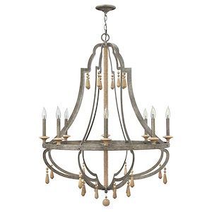 Cordoba-8 Light Large Open Frame Bohemian Chandelier with Metal and Wood-36 Inches Wide by 47.5 Inches Tall - 439123
