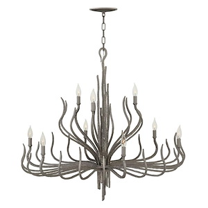 Spyre-Nine Light 2-Tier Chandelier-38 Inches Wide by 35 Inches Tall