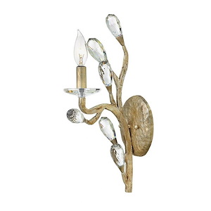 Eve-1 Light Organic Wall Sconce with Clear Crystal and Metal-5.5 Inches Wide by 16 Inches Tall