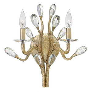 Eve-2 Light Organic Wall Sconce with Clear Crystal and Metal-14.25 Inches Wide by 15.5 Inches Tall - 496729