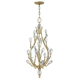 Eve-3 Light Small Organic Drum Chandelier with Clear Crystal and Metal-18.5 Inches Wide by 34.75 Inches Tall - 496728