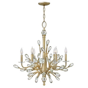 Eve-6 Light Medium Organic Chandelier with Clear Crystal and Metal-26 Inches Wide by 30 Inches Tall - 496726
