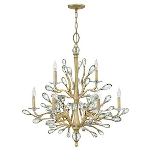 Eve-9 Light Large Organic 2-Tier Chandelier with Clear Crystal and Metal-33.5 Inches Wide by 36 Inches Tall - 496724