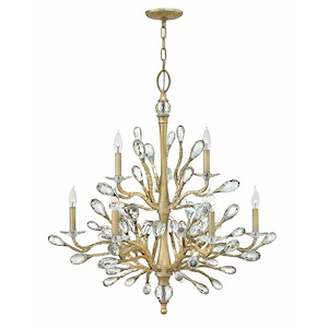 Eve-9 Light Large Organic 2-Tier Chandelier with Clear Crystal and Metal-33.5 Inches Wide by 36 Inches Tall