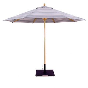 Galtech 9 ft. Dark Wood Double Pulley Lift Umbrella - True Blue Sunbrella 23273