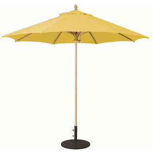 Galtech 9 ft. Dark Wood Double Pulley Lift Umbrella - True Blue Sunbrella 23273