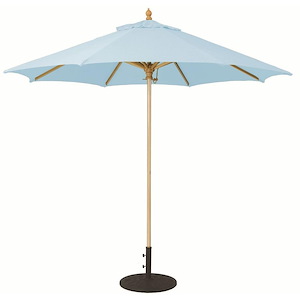 9 Foot Round Manual Lift Commercial Wood Market Umbrella