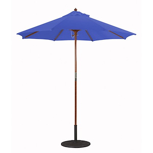 Cafe & Bistro - 7.5 Foot Wood Round Manual Lift Market Umbrella - 1087797