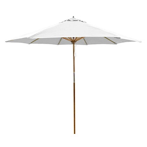 9 Foot Teak Wood Commercial Pulley Lift Round Market Umbrella