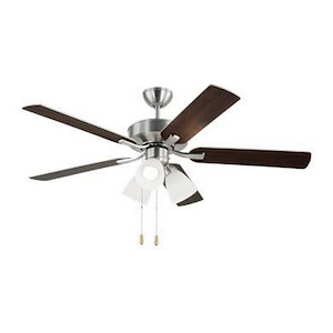 Linden - 5 Blade Dual Mount Ceiling Fan with Light Kit-19.3 Inches Tall and 52 Inches Wide