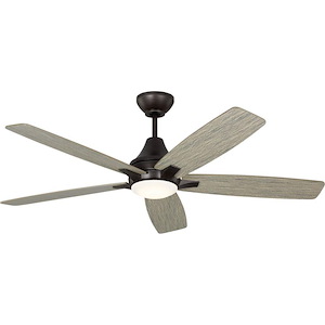 Lowden-5 Blade Ceiling Fan With Light Kit and Remote Control In Casual_Cottage Style-16 Inch Tall and 52 Inch Wide - 1214107