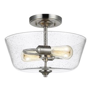 Sea Gull Lighting-Belton-Two Light Semi-Flush Mount in Transitional Style-15 Inch wide by 10.38 Inch high
