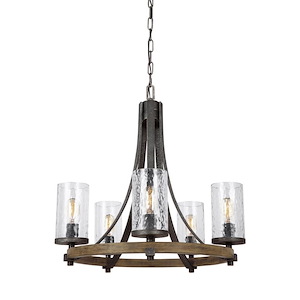 Feiss Lighting-Angelo-Chandelier 5 Light Steel in Rustic Style-24 Inch Wide by 24.5 Inch High - 1286194