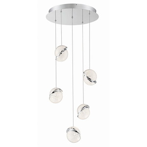 Silver Slice-40W 5 LED Pendant-16.5 Inches Wide by 4.6 Inches Tall