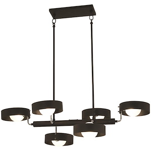 Lift Off-6 Light Chandelier in Contemporary Style-38 Inches Wide by 10 Inches Tall