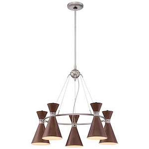Conic-Five Light Chandelier in Contemporary Style-26 Inches Wide by 24 Inches Tall - 433493