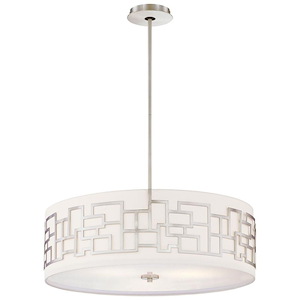 Alecia&#39;s Necklace-Four Light Drum Pendant in Contemporary Style-24 Inches Wide by 8.75 Inches Tall