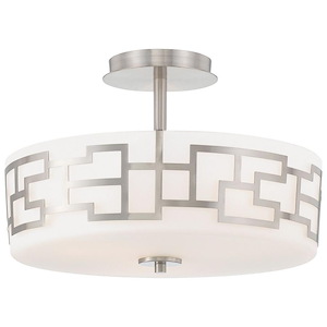 Alecia&#39;s Necklace-Three Light Semi-Flush Mount in Contemporary Style-15 Inches Wide by 10 Inches Tall