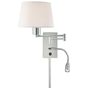 Two Light Swing Arm Wall Sconce with Reading Lamp in Contemporary Style-10 Inches Wide by 15.75 Inches Tall