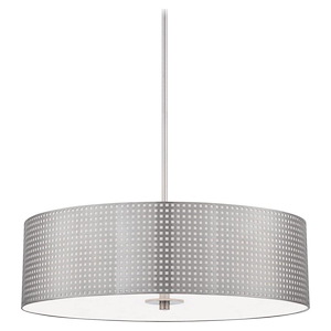 Grid-Four Light Drum Pendant in Contemporary Style-24 Inches Wide by 7.5 Inches Tall - 523284
