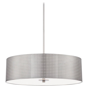 Grid-Four Light Drum Pendant in Contemporary Style-24 Inches Wide by 7.5 Inches Tall - 523284