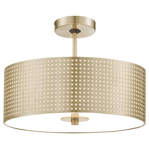 Grid - 3 Light Semi-Flush Mount-12 Inches Tall and 16.13 Inches Wide