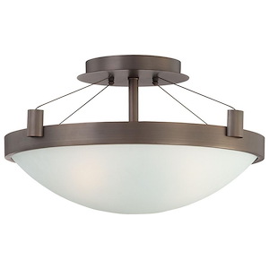 Suspended-Three Light Semi-Flush Mount in Contemporary Style-17.25 Inches Wide by 10.25 Inches Tall - 537223