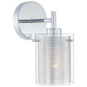 Grid-One Light Wall Sconce in Contemporary Style-5 Inches Wide by 9.75 Inches Tall