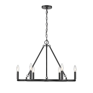 Celta - Chandelier 6 Light Steel in Geometric style - 19 Inches high by 26 Inches wide