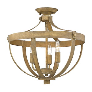 Leona - 3 Light Semi-Flush Mount in Vintage style - 18 Inches high by 18.75 Inches wide