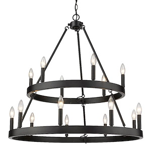 Alastair - 2 Tier Chandelier 15 Light Steel in Sturdy style - 32 Inches high by 32 Inches wide