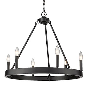 Alastair - Chandelier 6 Light Steel in Sturdy style - 22 Inches high by 24 Inches wide