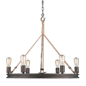 Chatham - Circular Chandelier 6 Light Steel in Coastal style - 25 Inches high by 26.5 Inches wide - 1217880