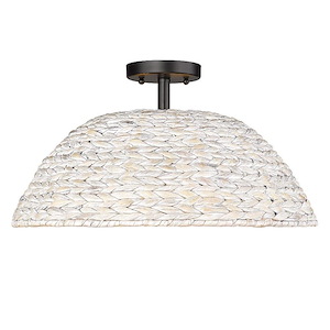 Rue - 3 Light Semi Flush Mount 9.75 Inches Tall and 18.75 Inches Wide