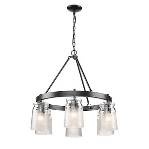 Travers - Chandelier 6 Light Steel in Transitional style - 26.75 Inches high by 28.25 Inches wide
