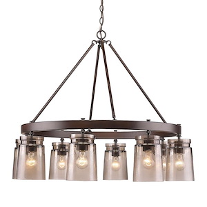 Travers - Chandelier 8 Light Steel in Transitional style - 30 Inches high by 36.25 Inches wide