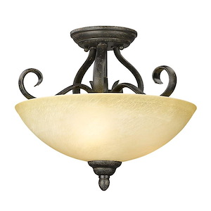 Riverton - 3 Light Semi-Flush in Organic style - 11.75 Inches high by 14.5 Inches wide