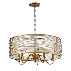 Joia - Chandelier 5 Light Steel Cloth in Contemporary style - 15.25 Inches high by 26 Inches wide