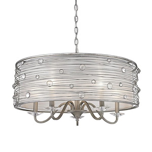Joia - Chandelier 5 Light Steel Cloth in Contemporary style - 15.25 Inches high by 26 Inches wide