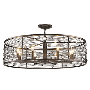 Bijoux - 8 Light Semi-Flush in Brushed Etruscan Bronze in Contemporary style - 15 Inches high by 33.25 Inches wide - 1217792