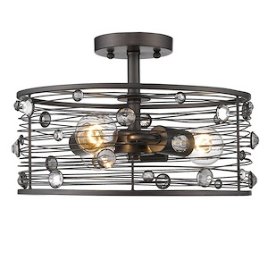 Bijoux - 3 Light Semi-Flush Mount in Contemporary style - 9.25 Inches high by 13.88 Inches wide