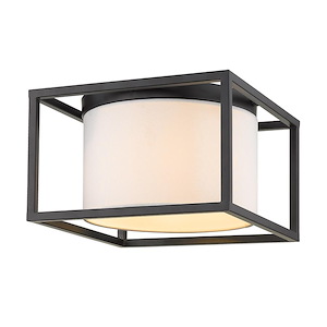 Manhattan - 2 Light Flush Mount Ceiling Steel in Durable style - 7.63 Inches high by 12 Inches wide - 1217796