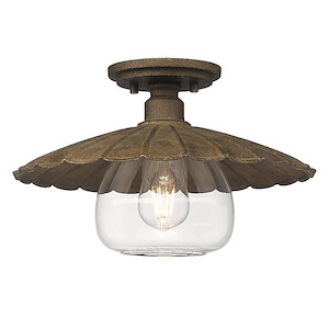 Clemence - 1 Light Flush Mount In Rustic Style-8.5 Inches Tall and 13.75 Inches Wide - 1217943