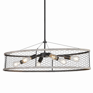 Bailey - 6 Light Linear Pendant in Casual style - 12 Inches high by 36.25 Inches wide