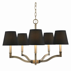 Waverly - Chandelier 5 Light Steel Tuxedo Black Cloth in Traditional style - 17.5 Inches high by 25 Inches wide