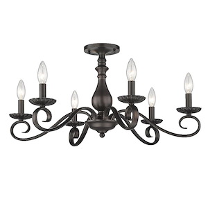 Larrick - 6 Light Semi-Flush Mount In Traditional Style-12.88 Inches Tall and 26.63 Inches Wide