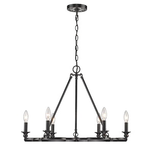 Saxon - Medieval Chandelier 6 Light Steel in Medieval-Revival style - 19 Inches high by 27.38 Inches wide