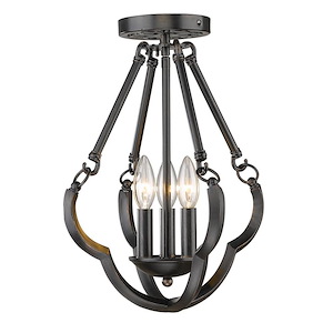 Saxon - 3 Light Semi-Flush Mount in Medieval-Revival style - 16.25 Inches high by 12.5 Inches wide - 1217877