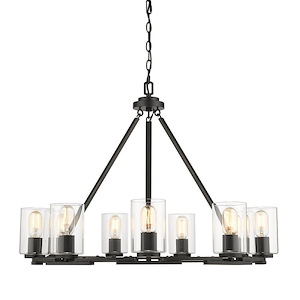 Monroe - Chandelier 9 Light Steel in Sturdy style - 23.25 Inches high by 32.5 Inches wide