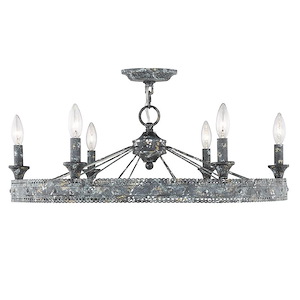 Ferris - 6 Light Semi-Flush Mount in Vintage style - 9.5 Inches high by 14 Inches wide